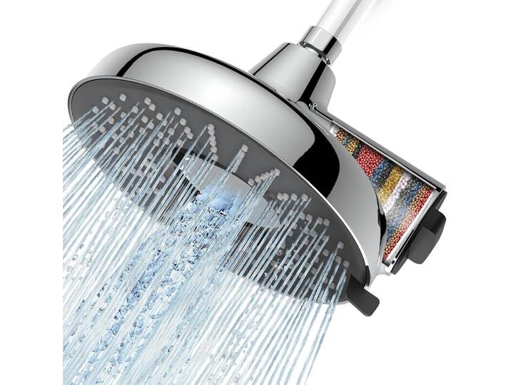 Gefilterter Duschkopf 8 Zoll Hochdruck Regenduschkopf mit 18-stufigem Filter für Hartwasserenthärter 3 Sprühmodi ABS Chrom ABS Chrom