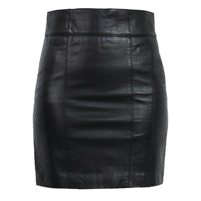 Minirock RICANO "Lederrock 1264 Skirt", Damen, Gr. XL, schwarz, Obermaterial: 100% Lammnappaleder LANA., schmal, Röcke Minirock, Handgefertigt aus echtem Leder