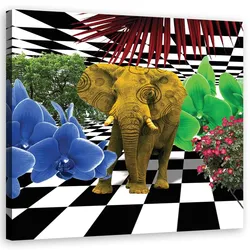WANDBILD buntes elefant