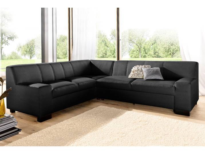 Ecksofa DOMO COLLECTION Norma Top, elegant & modern, flache Armlehnen, Breite 247cm, L-Form , schwarz, B:247cm H:77cm T:212cm, Sofas, Ecksofa, wahlweise mit Bettfunktion