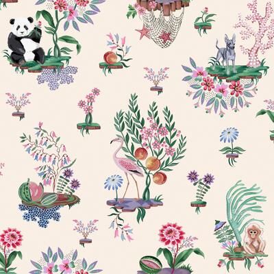 Cath Kidston Chihuahua Island Cream Wallpaper - N/A