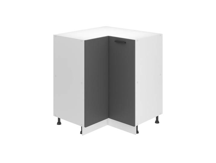 Belini Unterschrank Küche, Küchenunterschrank 90 cm Breite. SNP Küchenunterschrank ohne Arbeitsplatte. Eckschrank Küche mit 1 Tür, Silber matt