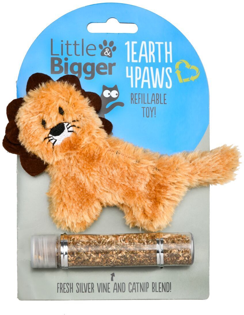 Little&bigger; 1 Earth 4 Paws Lejon Kattleksak Med Påfyllningsbar Kattmynta