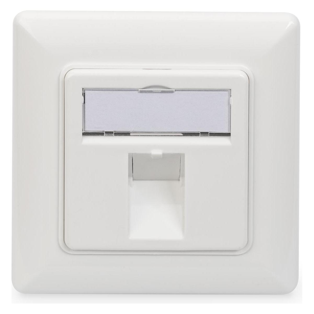 Digitus Frontplatte für Keystone Jacks 1x RJ45 Staubschutz 80x80 + Zentralplatte reinweiss seperater Mass.. (DN-93811)