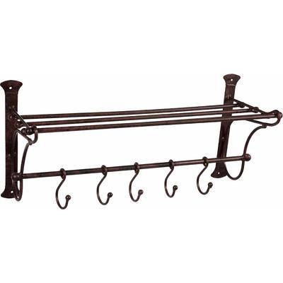 Garderobenleiste AMBIENTE HAUS, braun, B:53cm H:24cm T:20cm, Eisen, Garderobenhalter, Regal mit Haken 54 cm