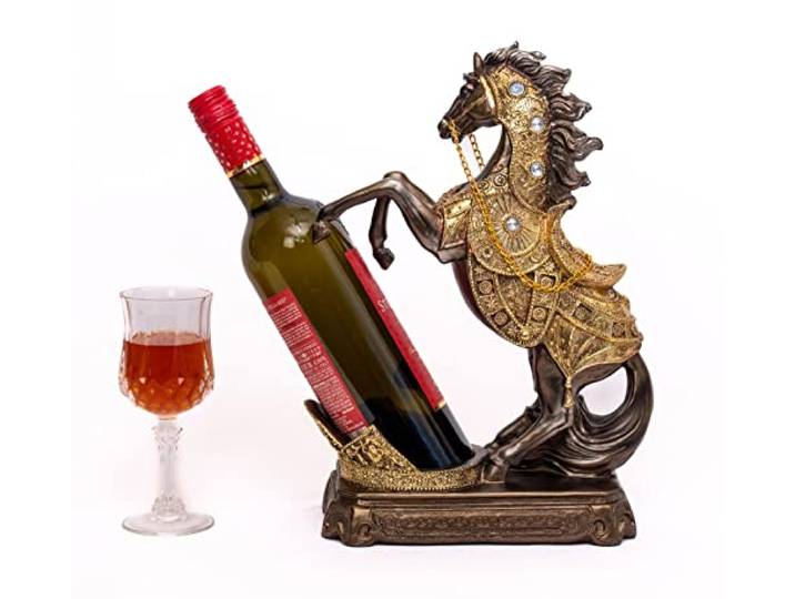 Dalax Schöner Pferde-Weinflaschenhalter, Tierfigur, Weinschrank, Arbeitsplatte, Dekoration, Geschenke für Weinliebhaber, Tisch-Weinregal, Präsentationsständer, Zuhause, Küche, Geschenk