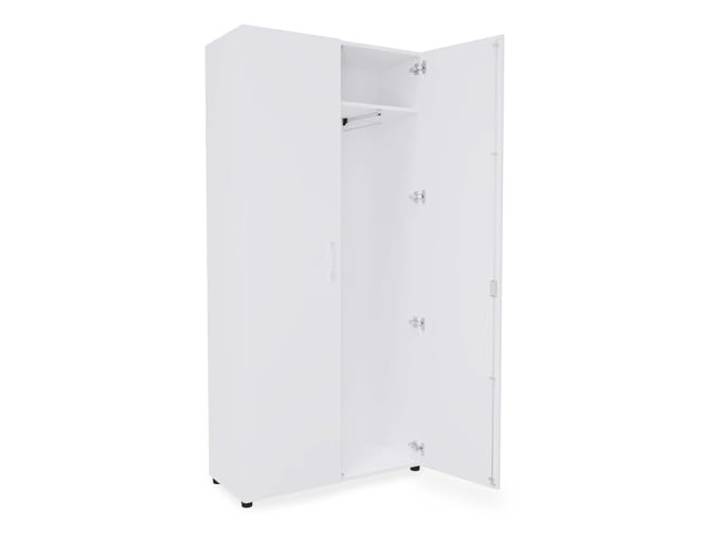 Eigentlich Putzmittelschrank Lagerschrank mit Profi-Schließsystem, Weiß Raumpflegeschrank Besenschrank Aufbewahrungsschrank Umkleideschrank Mitarbeiterspind mit 6 Fächern und Kleiderstange