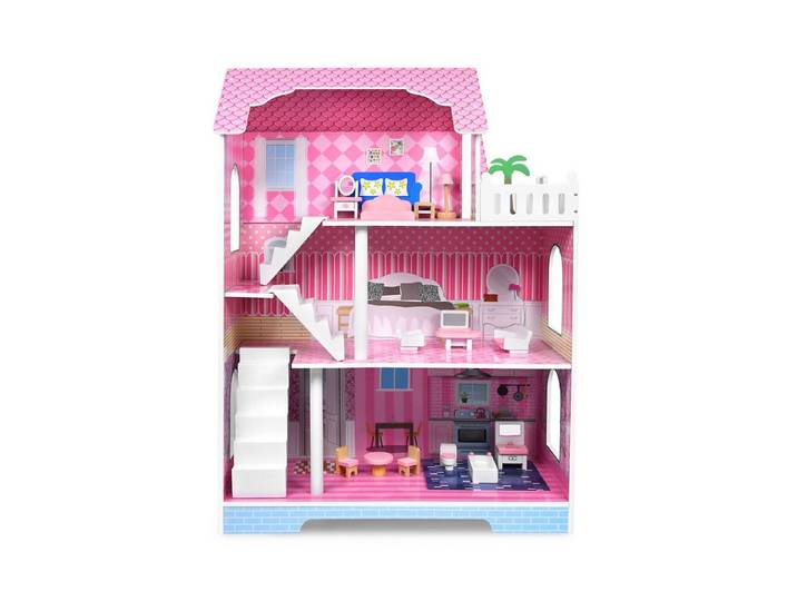 FIVMEN Puppenhaus Holzpuppenhaus MDF und Puppenstube mit 3 Etage