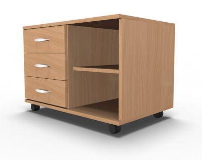 Schäfer Shop Select Mobiles Sideboard, Regal + 3 Schübe + Utensilienschub, B 800, anstellbar links, Buche