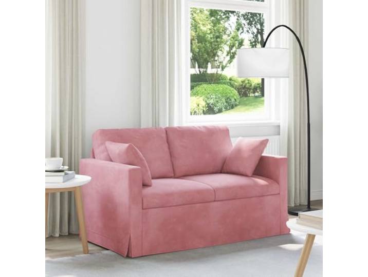 KFPOERTFGD Samt Sofa, Modernes 2-Sitzer Wohnzimmer-Möbel, Rosa, 138x78x80 Ergonomisch & Modulbauweise, Mit Holzarmlehnen, Robuster Metallrahmen