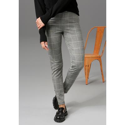 Leggings ANISTON CASUAL, Damen, Gr. 38, N-Gr, grau (schwarz, weiß, gelb), Jersey, Obermaterial: 67% Polyester, 31% Viskose, 2% Elasthan, kariert, sehr figurbetont knöchellang, Hosen Leggings, im Karo-Dessin
