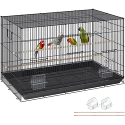 VEVOR Vogelvoliere 76x46x45cm Vogelkäfig aus Q195-Kohlenstoffstahl Vogelhaus für 2-3 mittelgroße bis große Vögel Voliere mit Sicherheitstür Vogelheim Vogelbauer