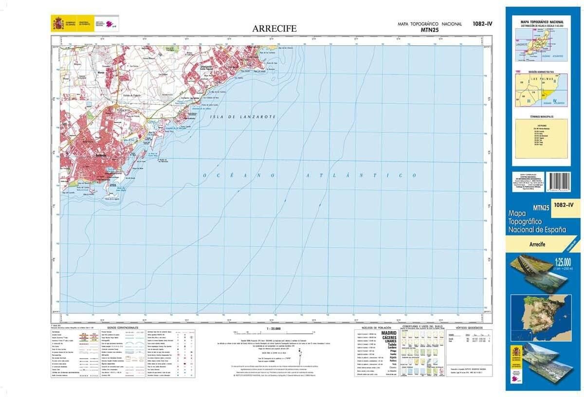 Carte topographique de l'Espagne n° 1082.4 - Arrecife (Lanzarote)   CNIG - 1/25 000