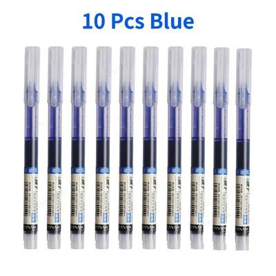 Needle Type Gel Pens, Straight Liquid Black, Blue, Red Writing Pens, School Stationery, Office Supplies, Writing Tools 10pcs Blue
