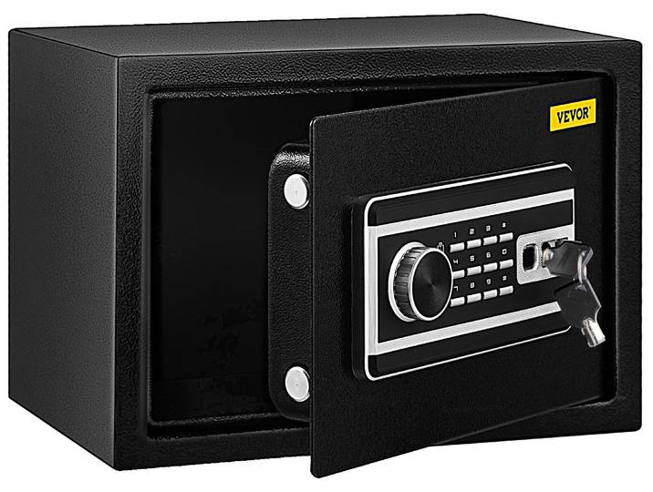 VEVOR Coffre-fort 0\,8 pied cube\, Coffre-fort pour meubles 10 kg de capacité de charge\, Coffre-fort mural noir étanche à la poussière avec code d'empreinte digitale clavier numérique clé 4 systèmes de serrure Coffre-fort de sécurité appartement hôtel bureau