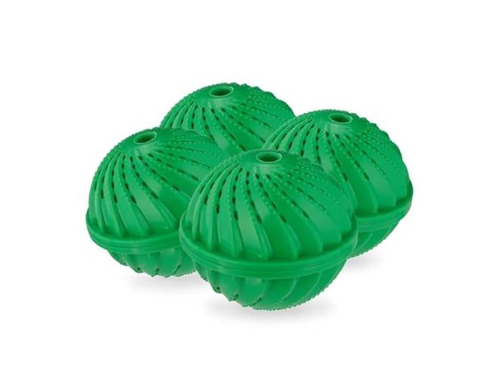 Relaxdays Boule de lavage\, lot 4\, pour machine à laver\, protège l’environnement et la peau\, sans lessive\, verte