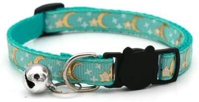 Uplift Picks Adjustable Star And Moon Pet Collar Cute Sparkle Dog And Cat Accessory green