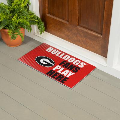 Evergreen "28 in. x 16 in. University of Georgia ""Fans Play Here"" PVC Door Mat"