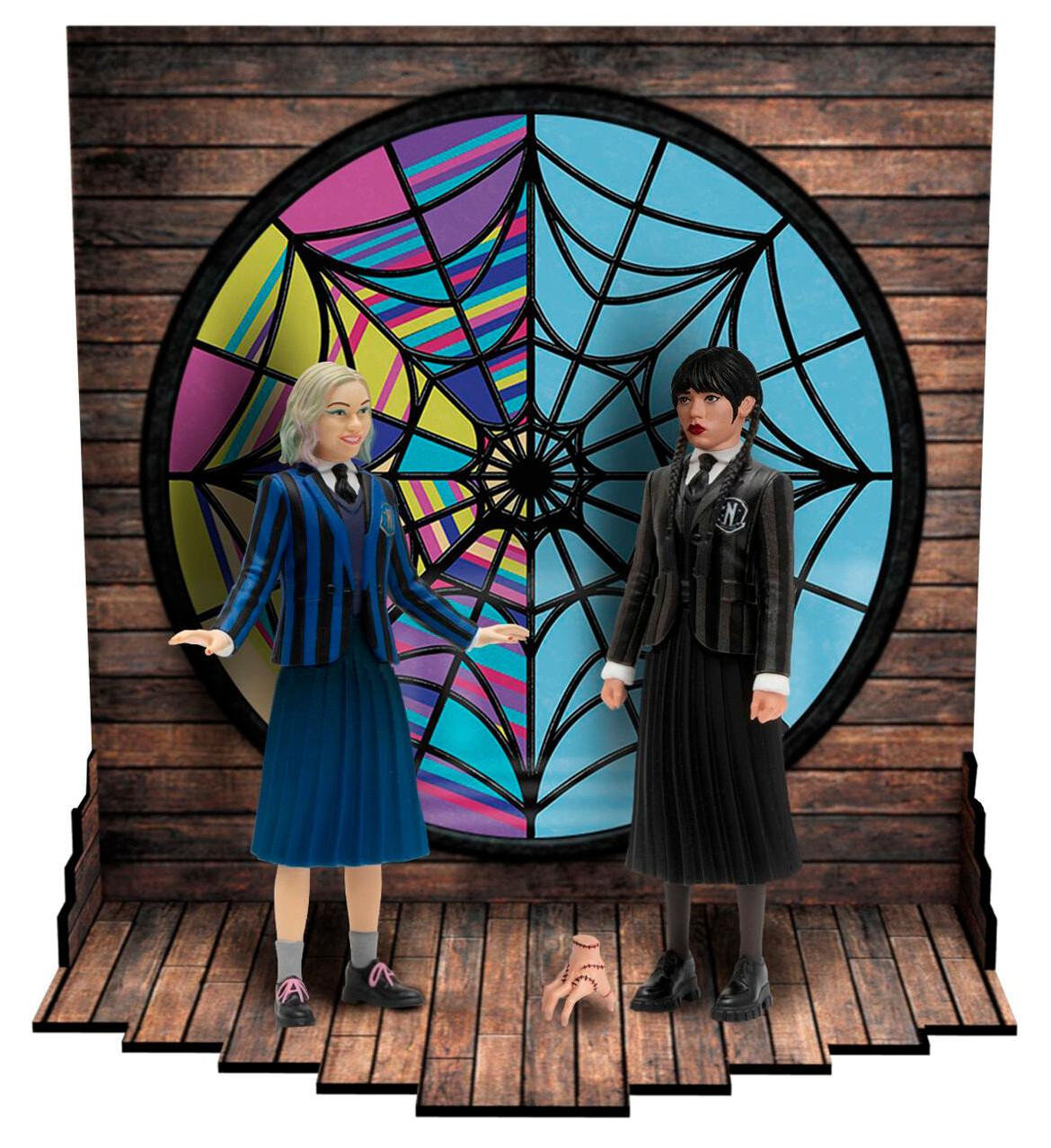 Mezco Toyz Wednesday & Enid actiefiguren set van 2 met accessoires, 9,5 cm