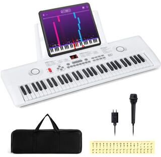 Costway 61 Key Electric Portable Digital Keyboard Piano for Beginner-White