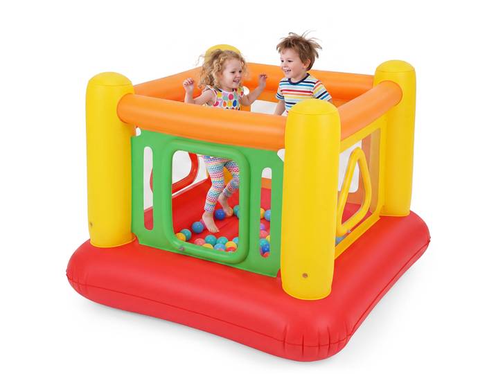 Opblaasbaar Springkasteel 3-in-1 Speelkasteel Trampoline met 4 Deuren en Veiligheidsnet Opblaasbare Speeltuin voor Binnen en Buiten