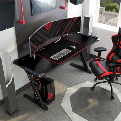 Furniture of America Hendrix Modern Black 67-inch Steel Computer Desk with USB