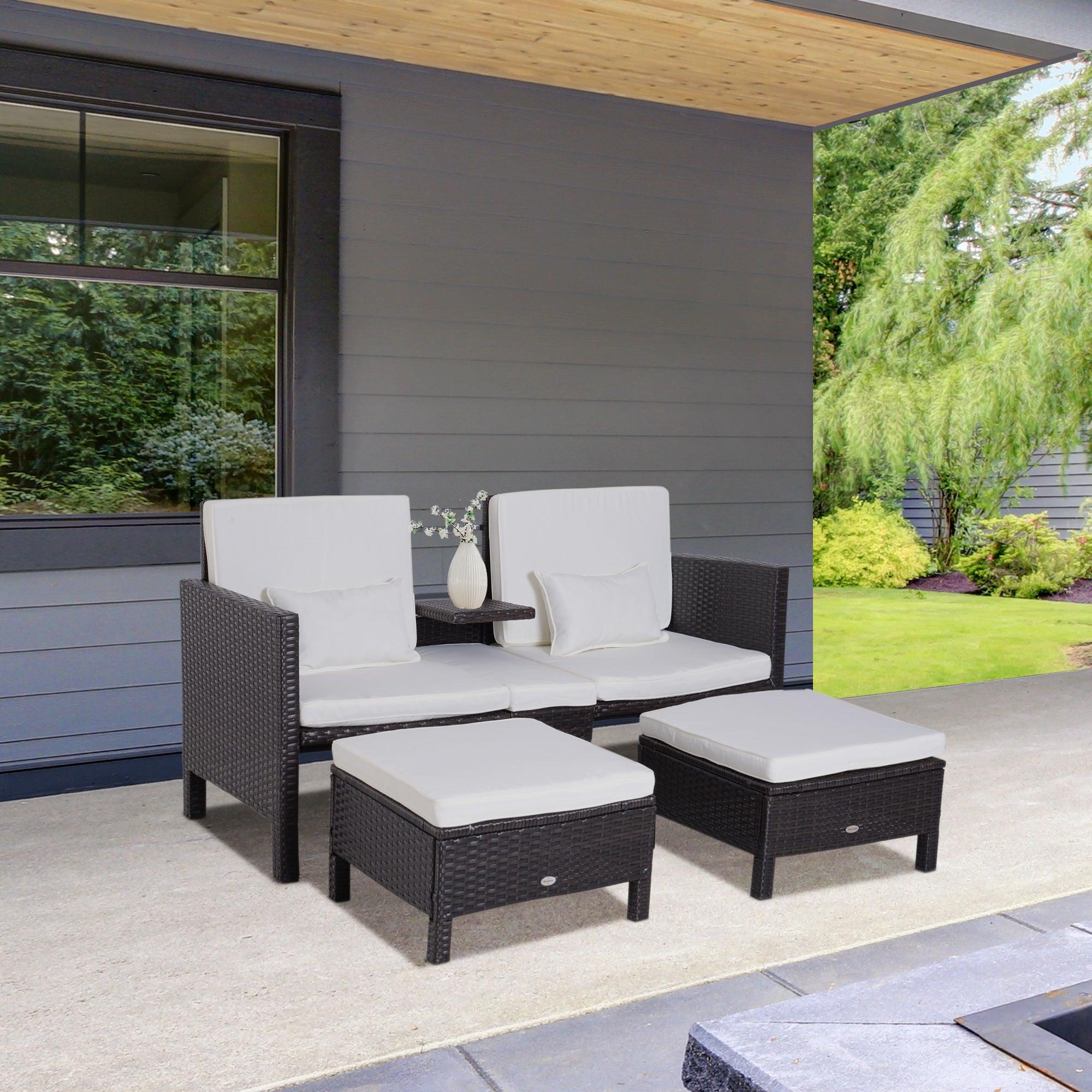 Loungeset, 3-teilig - Gartenmöbel-Set mit verstellbarer Rückenlehne - Poly-Rattan, Grau