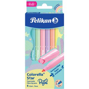 Pelikan Filzstifte Colorella Star C302 Pastell, Strichbreite 0,6mm, auswaschbar, 6 Stück