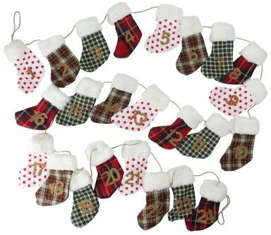 Northlight "8' x 1"" White and Red Stocking Artificial Christmas Garland - Unlit"