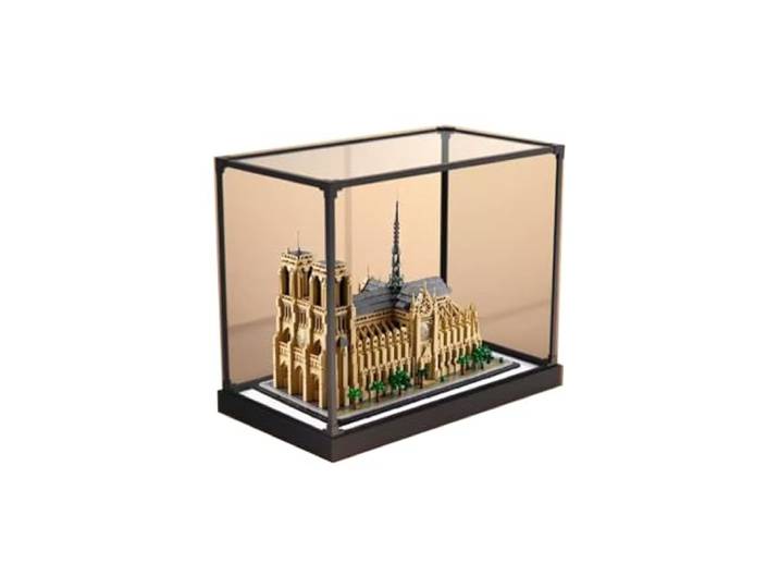 Acryl-Vitrine für Lego 21061 Notre Dame de Paris Modell, staubdichte, transparente Sammlungsvitrine (nur Displaybox) (weißer Sockel)