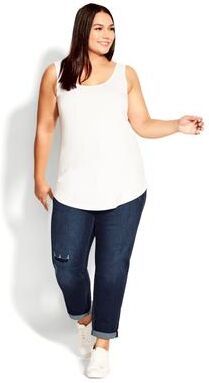 Plus Size Women's Girlfriend Rip Jean by Avenue in Dark Wash (Size 18)