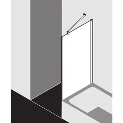 Kermi Pega Seitenwand vrekürzt neben Badewanne PETVO07016VNK 70x160cm, silber hochglanz ESG SR Arena C, auf Duschwanne