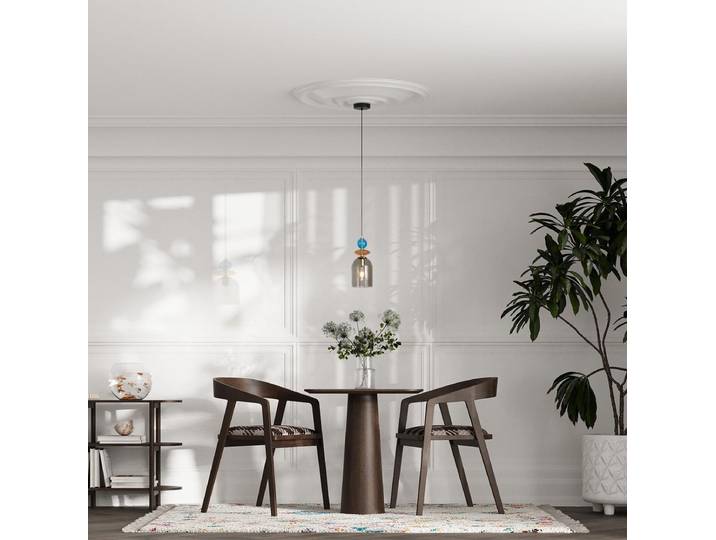 Dekorative Hängeleuchte, weißer Glasschirm, dekorative Elemente, 1xE27 15W, TROPEA Light Prestige
