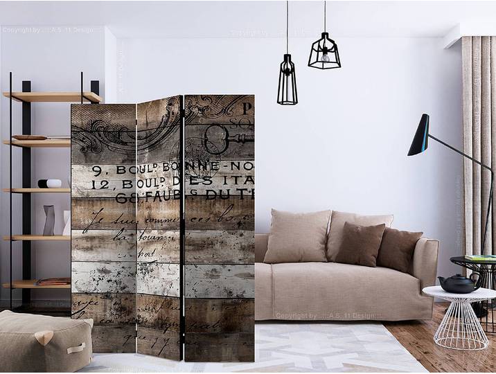 Paravent Old Vineyard acoustique Intissé sur bois massif Marron 135 x 172 x 3cm
