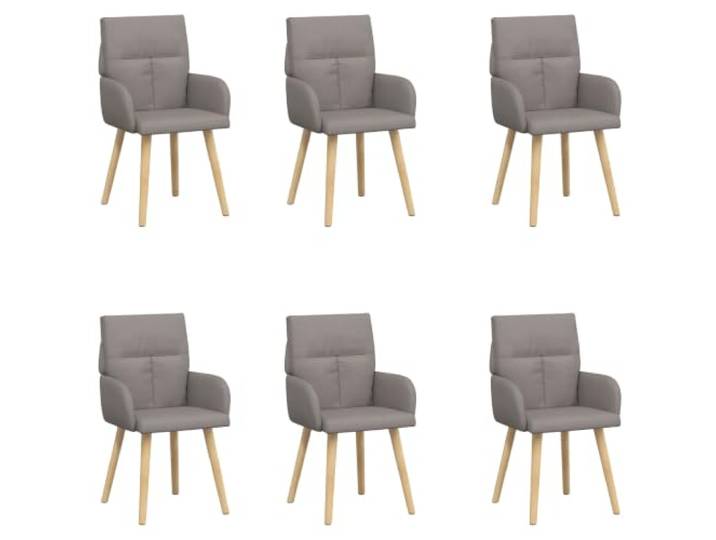 KGHERMDF Esszimmerstühle 6 Stück Stoff Taupe 60 x 56 x 96 cm Metallrahmen, Kautschukholzbeine, Atmungsaktiv, Armlehnen, Pflegeleicht