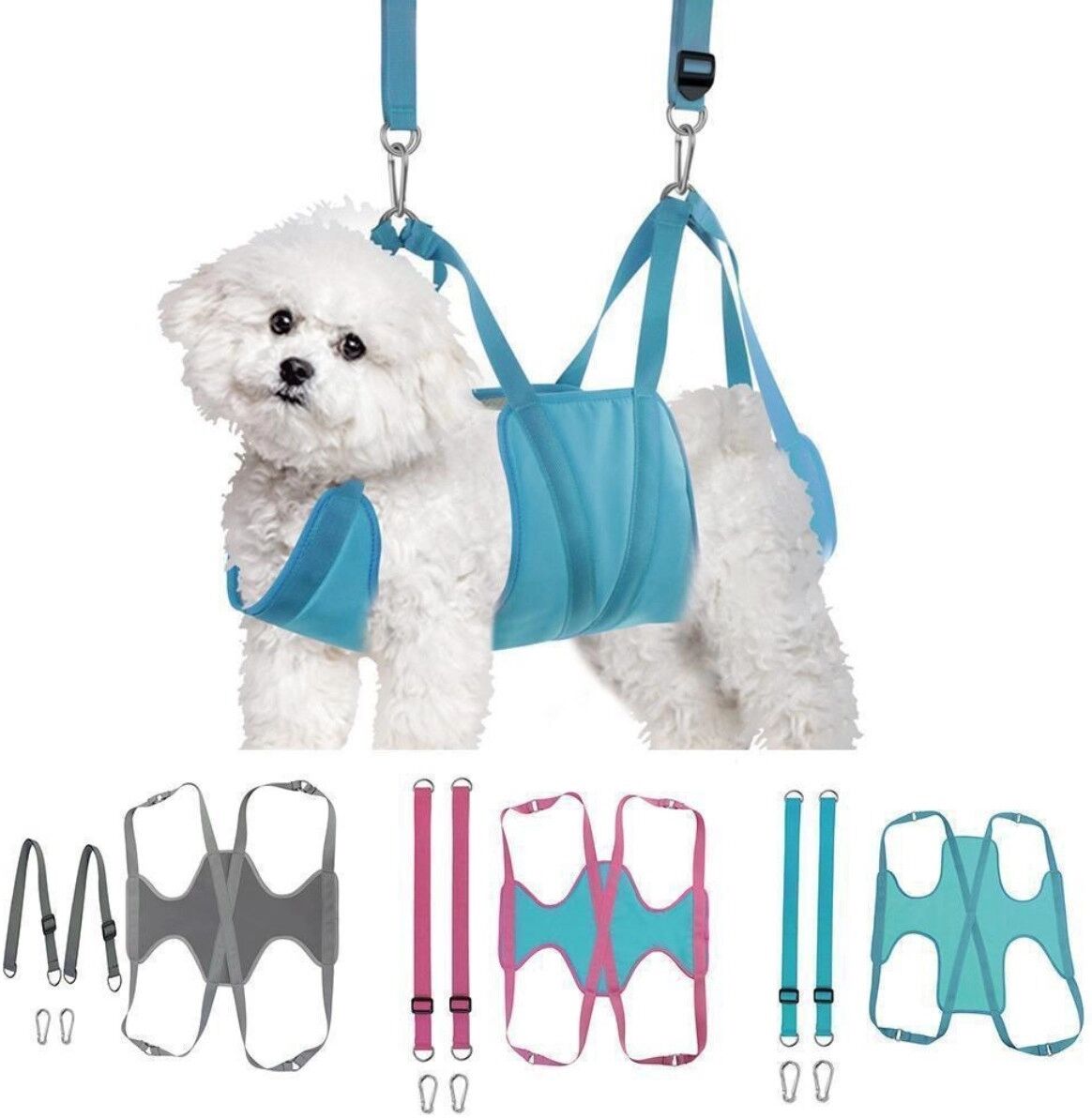INF Hamac de toilettage pour animaux – Tissu composite imperméable, design anti-évasion pour coupe d'ongles, tonte et examens Gris L