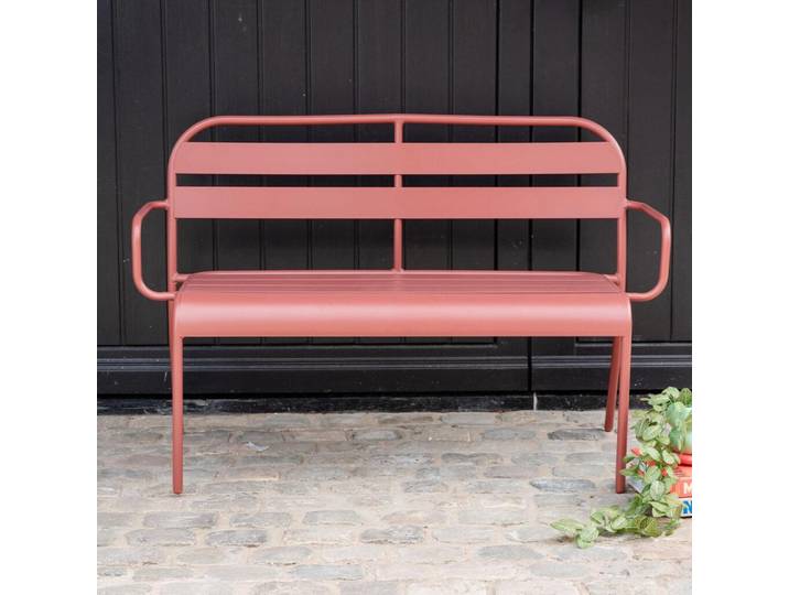 Banc de jardin en aluminium 2 places framboise SOHA