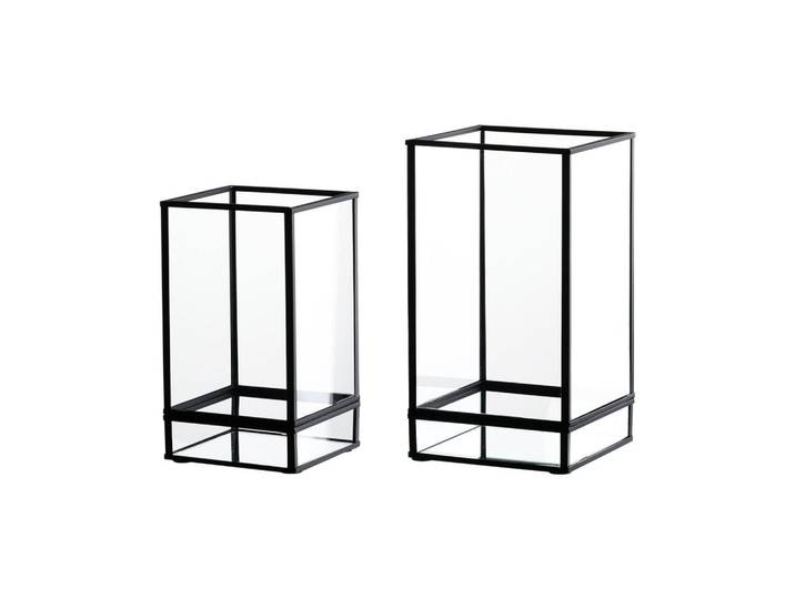 Ritzenhoff Breker Windlichter-Set Nero 2-tlg., Schwarz, Transparent, Glas, Metall, 2x2x2 cm, Dekoration, Laternen & Windlichter, Windlichter