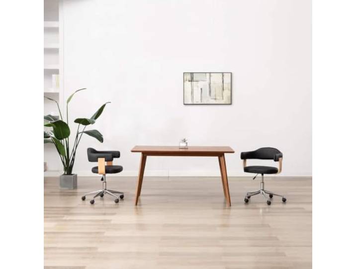 HMDNGOUT Drehbarer Esszimmerstuhl Schwarz Bugholz Kunstleder 360 Grad drehbar, höhenverstellbar, Gasdruckfeder, Stahlgestell, ergonomisch, leicht zu reinigen, 110 kg