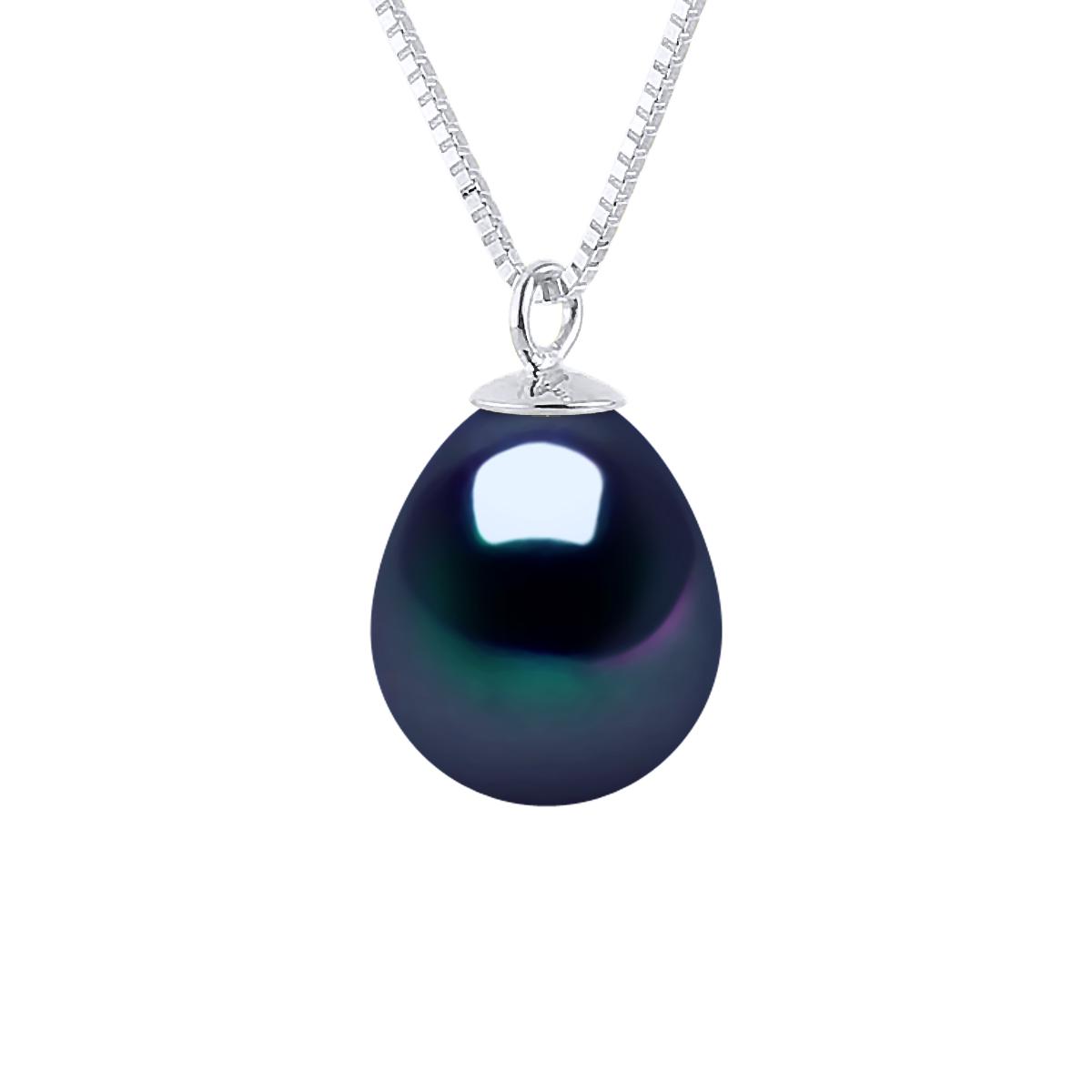 Gekweekte Pearl Necklace Zoetwater 8-9mm Black Pear White Gold Chain