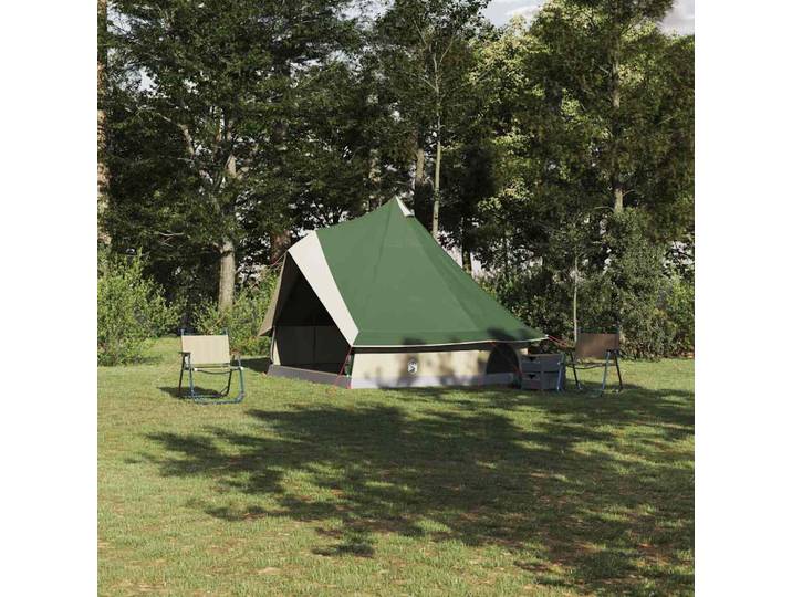 vidaXL Tipi Zelt 8 Personen Grün Taft