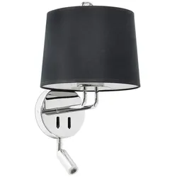 Faro Wandleuchte MONTREAL E27, IP20 + LED-Spot, 3W, 2700K, 150lm, chrom, schwarz FAR-24033-03