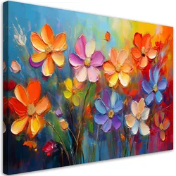 WANDBILD bunte blumen pastell komposition