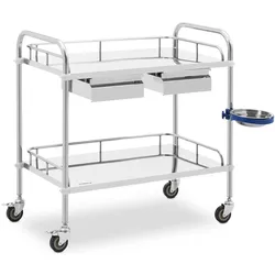 Steinberg, Laborbedarf, Laborwagen Edelstahl Aufbewahrungswagen Labor Rollwagen 2 Ablagen 2 Fächer 20 kg