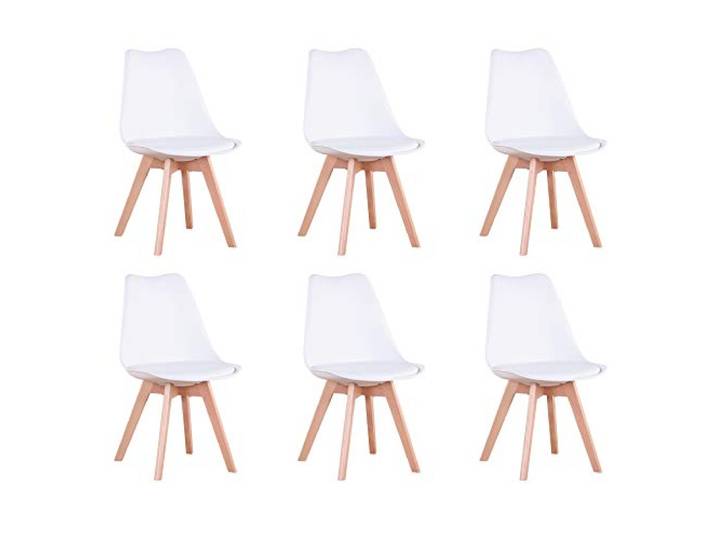 BenyLed 6er Set Esszimmerstühle Skandinavischer Küchenstuhl Design Modern Wohnzimmerstühle, Esszimmer Holzbeine Stühle, Stühle für Cafés, Küchenstühle (Weiß)