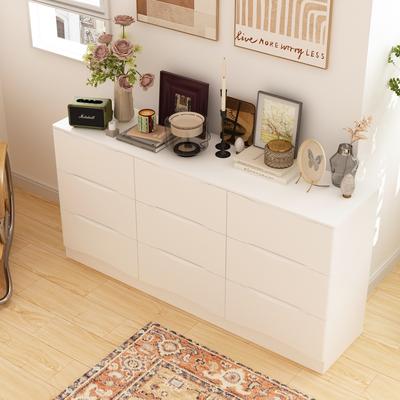 FUFU&GAGA White Six Drawer Dresser Chest Storage Cabinet Versatile Home Organization