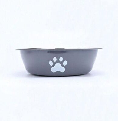 Inspired Finds Non Slip Stainless Steel Pet Bowl Durable Feeding & Water Dish For Cats And Dogs grey m