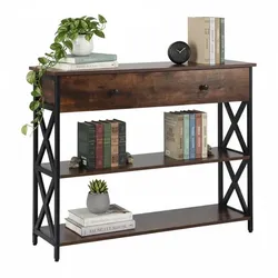 Relaxdays Konsolentisch mit Schublade Braun,Schwarz