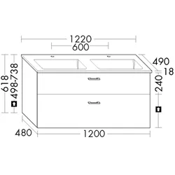Burgbad Mineralguss-Waschtisch+Waschtischunterschrank System 30 Preisgruppe 4 Sana Trend- oder SHMS122F5348C0001