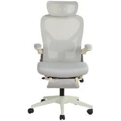 MODFU Klappbarer ergonomischer Bürostuhl mit Kopfstütze und Taillenstütze, Grau